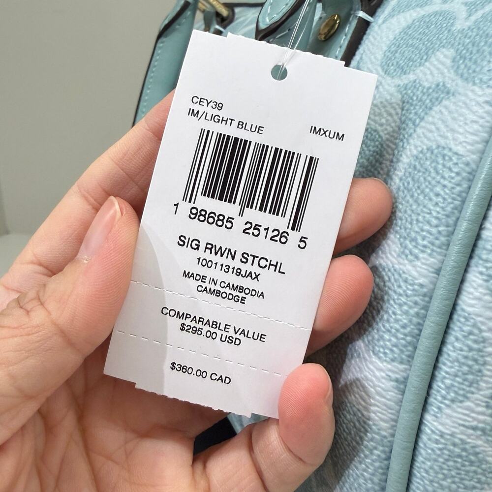 Coach Rowan Satchel Bag In Signature Canvas CEY39 Gold/Light Blue - Picture 7 of 7